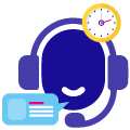 Pixecart is an online marketplace that provides creative freelance services on demand. This colourful 2D illustrated customer support icon image is showing that this marketplace provides customer support to its freelancers and buyers.